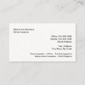 Klassisches Zuhause-Inspection-Design Visitenkarte (Rückseite)