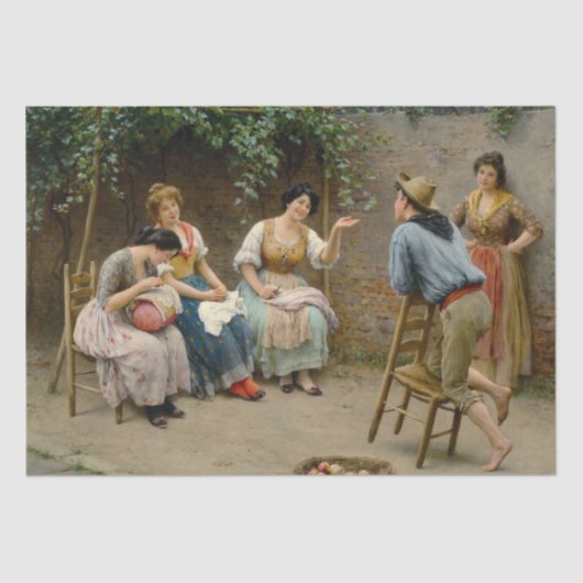 Klatsch im Garten (italienische Szene) Seidenpapier (Vorderseite)