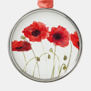 Klatschmohnblume rote Blume Mohn Natur Aquarell  Ornament Aus Metall