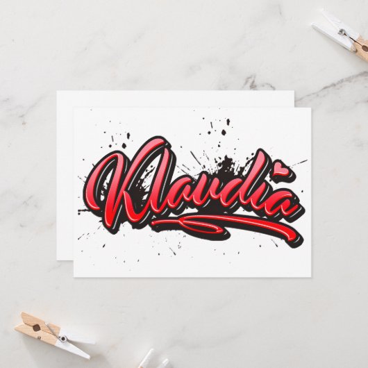 Klaudia Heart Splash Graffiti Karte (Vorderseite/Rückseite Beispiel)