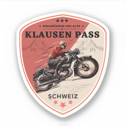 Klausen Pass Schweizer Alpen Motorradtour Aufkleber (Vorderseite)