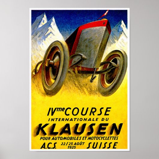 Klausen Race ~ Vintage Kfz-Werbung Poster (Vorne)