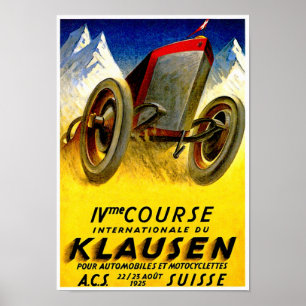 Klausen Rennen ~ Vintage Automobil-Anzeige Poster