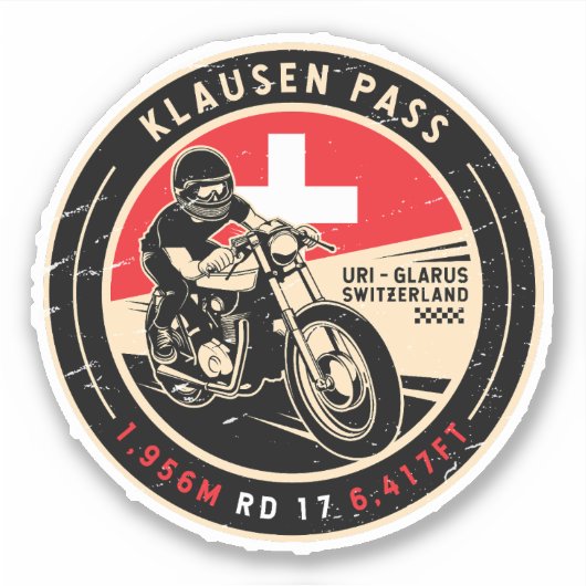 Klausen | Schweiz | Motorrad Aufkleber (Vorderseite)
