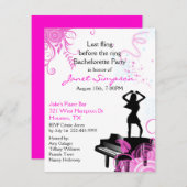 Klavier-Bar-Junggeselinnen-Abschieds-Einladung Einladung (Vorne/Hinten)