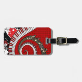 Klavier befestigt Musiknotengrunge-BlumenWirbel Gepäckanhänger (Vorderseite horizontal)
