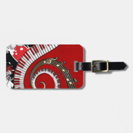 Klavier befestigt Musiknotengrunge-BlumenWirbel Gepäckanhänger