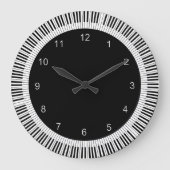 Klavier befestigt Schwarzweiss Große Wanduhr (Vorderseite)