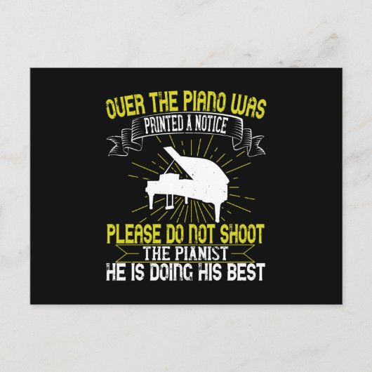Klavier - Bitte schießen Sie nicht den Pianisten. Postkarte (Vorderseite)