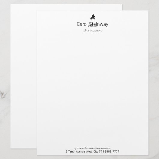 Klavier Briefbogen (Vorne/Hinten)