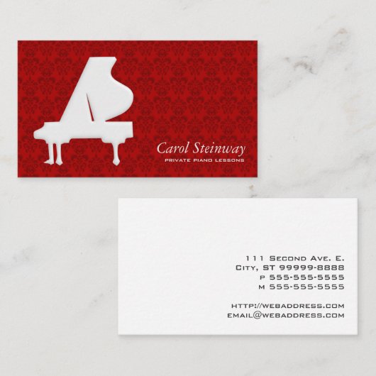 Klavier-Damast Visitenkarte (Vorne/Hinten)