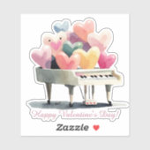 Klavier der Liebesherzen Valentinstag Aufkleber (Blatt)