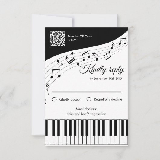 Klavier hält musikalische Notizen QR-Code Hochzeit (Vorderseite)
