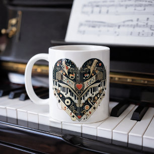 Klavier Herz Musikliebhaber Geschenk Kaffeetasse