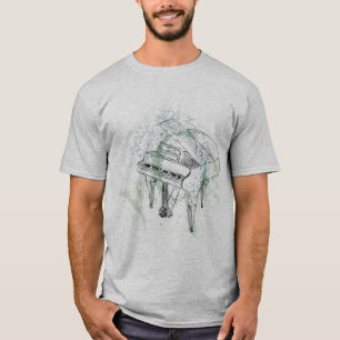 Klavier-Illustrationskunst Zeichnung Musikliebhabe T-Shirt