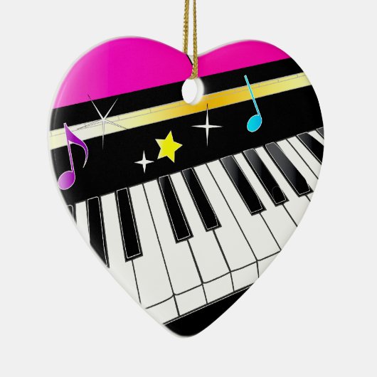 Klavier in einem Herzen Keramikornament (Rechts)