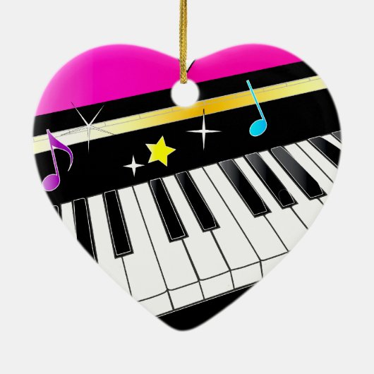 Klavier in einem Herzen Keramikornament (Hinten)