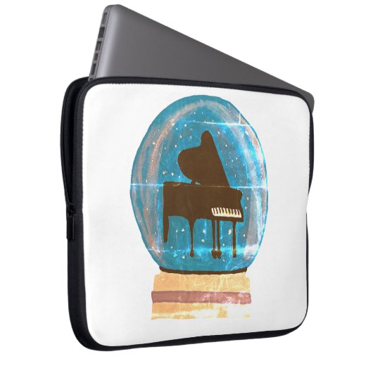 Klavier in einem Schneeglobe Laptopschutzhülle (Vorne Rechts)