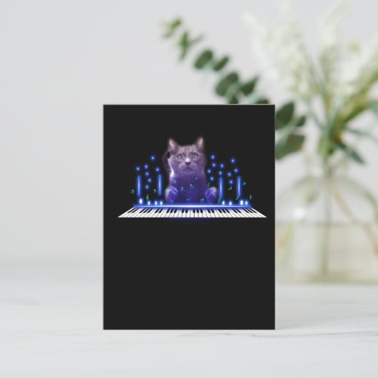 Klavier Katzenklatsche Kätzchen Niedliches Tier Postkarte (Stehend Vorderseite)