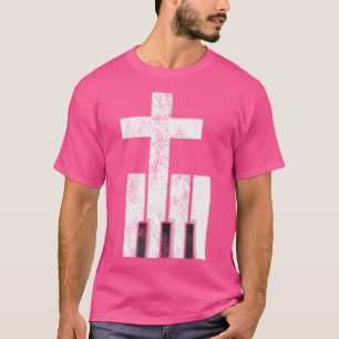 Klavier Kreuz christliches Pianisten-Shirt Geschen T-Shirt