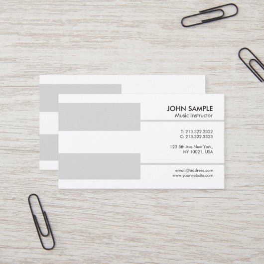 Klavier-Lehrer-Musikunterricht-Anweisungs-Luxus Visitenkarte (Vorderseite/Rückseite Beispiel)
