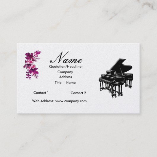 Klavier-Lehrer oder Verkaufs-Flügel Visitenkarte (Vorderseite)