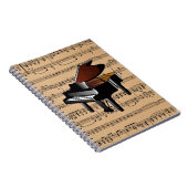 Klavier ~ mit Notenen-Hintergrund Notizblock (Rechte Seite)