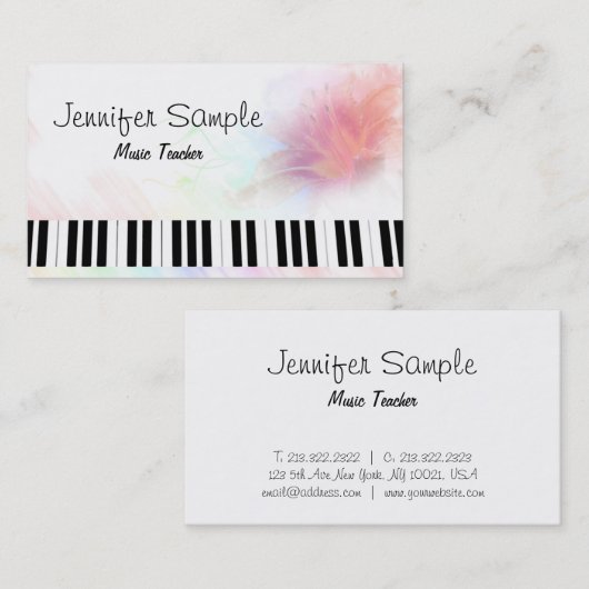 Klavier-Musik-Lehrer-berufliches elegantes Visitenkarte (Vorne/Hinten)