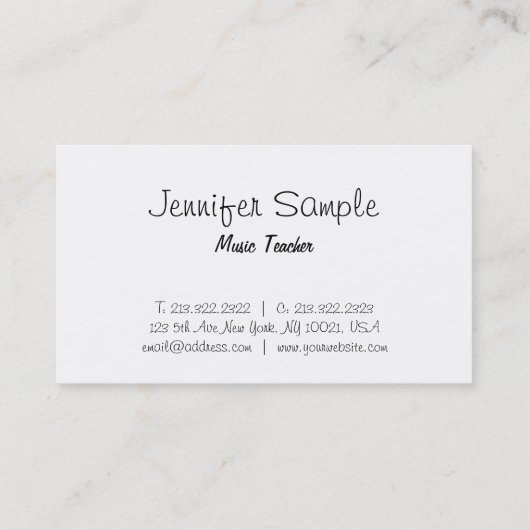 Klavier-Musik-Lehrer-berufliches elegantes Visitenkarte (Rückseite)