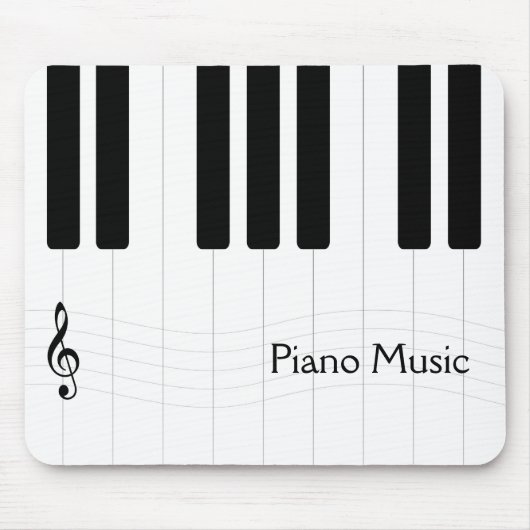 Klavier-Musik Schwarzweiss Mousepad (Vorne)