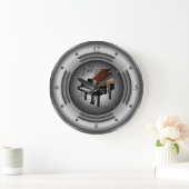 Klavier ~ Musikalische Scroll ~ Silberner Lautspre Große Wanduhr (Zuhause)