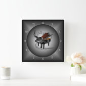Klavier ~ Musikinstrument ~ musikalisches Kugel Quadratische Wanduhr (Zuhause)