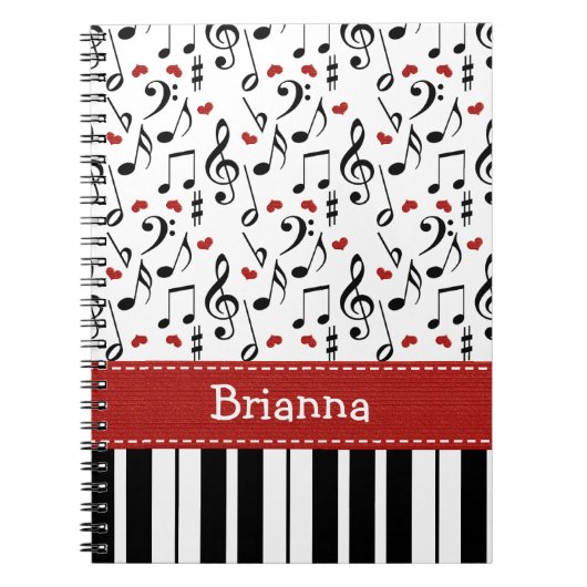 Klavier-Musiknote-gewundenes Notizbuch-Zeitschrift Notizblock (Vorderseite)