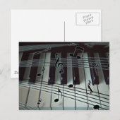 Klavier oder Organtastatur mit Musiknote Postkarte (Vorne/Hinten)