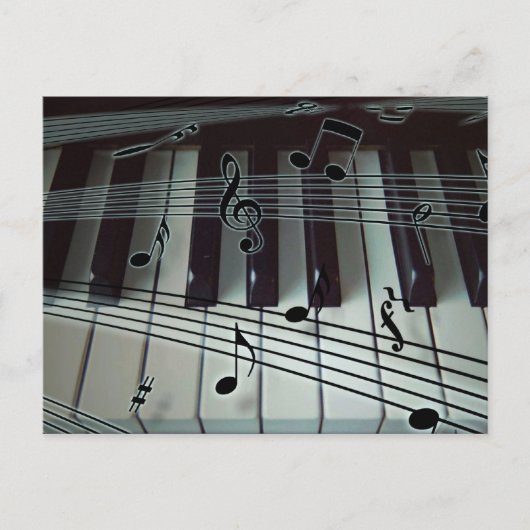 Klavier oder Organtastatur mit Musiknote Postkarte (Vorderseite)