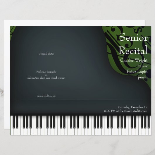 Klavier oder Vokalaufzeichnung Grünes gefaltetes P (Vorne/Hinten)