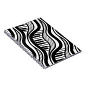 Klavier Polka Waves Notebook - Musikalisch schwarz Notizblock (Rechte Seite)