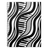 Klavier Polka Waves Notebook - Musikalisch schwarz Notizblock (Vorderseite)