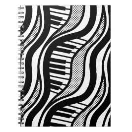 Klavier Polka Waves Notebook - Musikalisch schwarz Notizblock