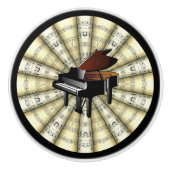 Klavier ~ rollte Noten ~ Schwarzes oder jede Keramikknauf (Vorderseite)