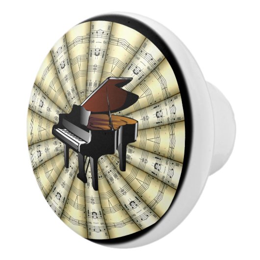 Klavier ~ rollte Noten ~ Schwarzes oder jede Keramikknauf (Rechts)