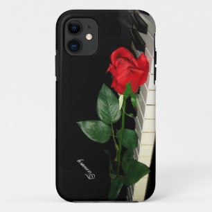 Klavier-Schlüssel u. Rote Rose iPhone 11 Hülle