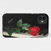 Klavier-Schlüssel u. Rote Rose Case-Mate iPhone Hülle (Rückseite (Horizontal))