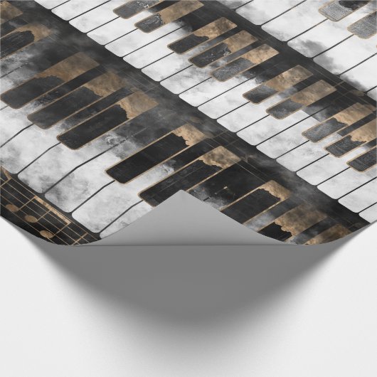 Klavier-Schlüssel und Anmerkungen - Aquarell und Geschenkpapier (Ecke)