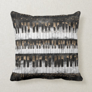 Klavier-Schlüssel und Anmerkungen - Aquarell und Kissen