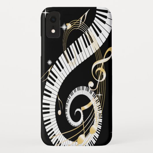 Klavier-Schlüssel und goldener Musiknoten Case-Mate iPhone Hülle (Rückseite)