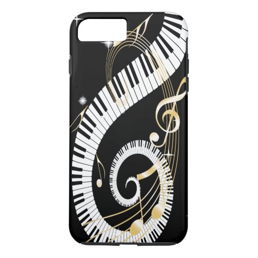 Klavier-Schlüssel und goldener Musiknoten iPhone 7 Case-Mate iPhone Hülle (Rückseite)