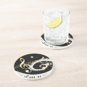 Klavier-Schlüssel und goldener Musiknoten Sandstein Untersetzer (Seite)