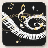 Klavier-Schlüssel und goldener Musiknoten Untersetzer (Vorderseite)