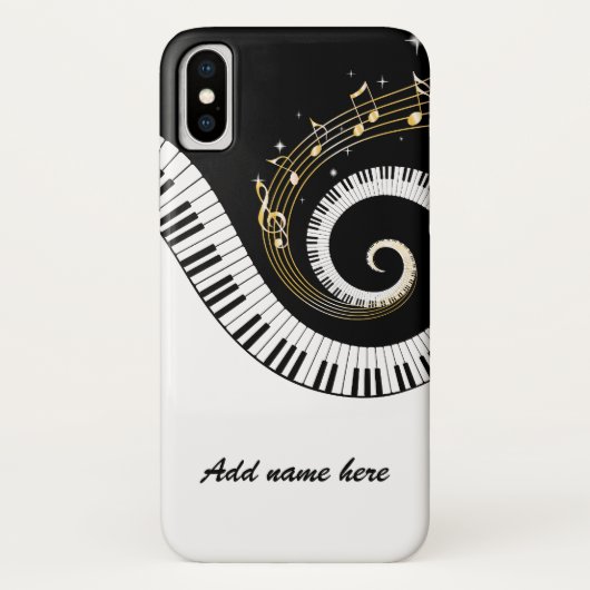 Klavier-Schlüssel und GoldMusiknoten Case-Mate iPhone Hülle (Rückseite)